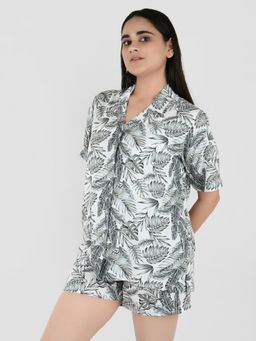 Blissence - Grey Tropical Printed Night Suit