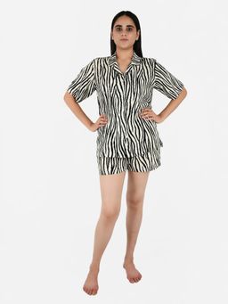 Blissence - Black Zebra Printed Night Suit
