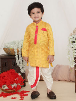 KID1 - Ready To Wear Gopalan Silk Yellow Kurta with Dhoti (Set of 2)