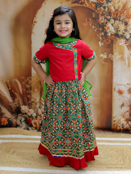 KID1 - Ready To Wear Pari Red Patola Lehenga with Choli & Dupatta (Set of 3)