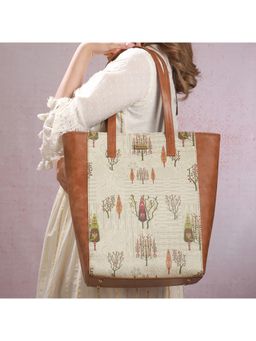 Priyaasi - Fall-Ing Love Creamish Brown Printed Tote Bag