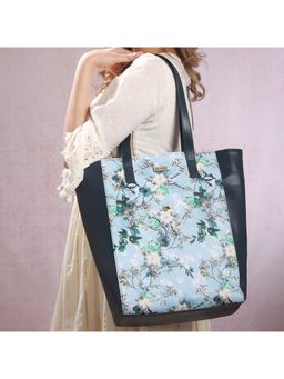 Priyaasi - Spring Hugs Floral Blue Printed Tote Bag