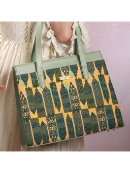 Priyaasi - Vintage High Green and Yellow Printed Tote Bag