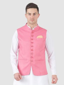 TAHVO - Men Pink 9 Button Nehru Jacket