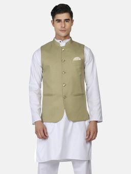 TAHVO - Men Green Solid Nehru Jacket