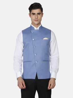 TAHVO - Men Blue Solid Nehru Jacket