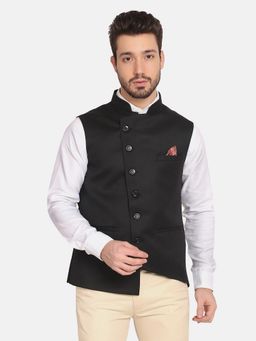 TAHVO - Men Black Solid Nehru Jacket