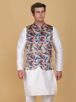 TAHVO - Men Multicolor Satin Nehru Jacket