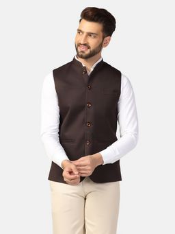 TAHVO - Men Brown Solid Nehru Jacket
