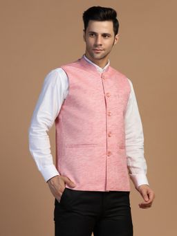TAHVO - Men Linen Pink Nehru Jacket