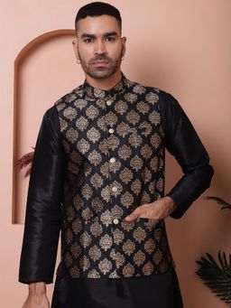 Jompers - Men Printed Black Nehru Jacket