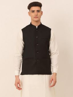 Jompers - Men Solid Black Nehru Jacket