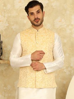 Jompers - Woven Design Gold Nehru Jacket