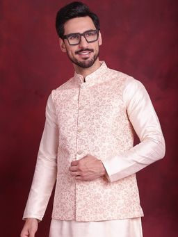 Jompers - Woven Design Pink Nehru Jacket