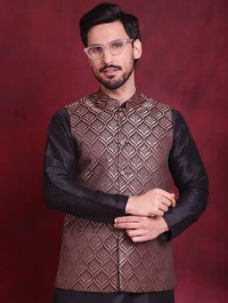 Jompers - Woven Design Maroon Nehru Jacket
