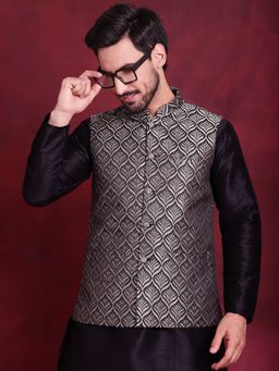 Jompers - Woven Design Silver Nehru Jacket