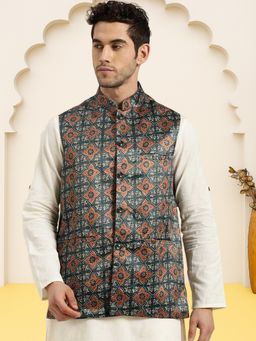 Jompers - Silk Blend Ethnic Wear Grey Nehru Jacket