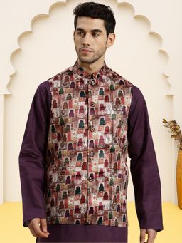 Jompers - Silk Blend Ethnic Wear Purple Nehru Jacket