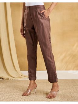 Fabindia - Brown Viscose Silk Slim Fit Kosi Pant