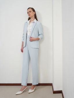 FABLE STREET - Blue Polyester Blend Solid Co-Ord Set