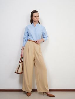 FABLE STREET - Beige Pleated Trousers