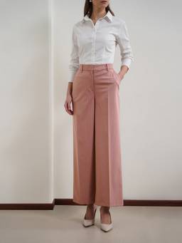 FABLE STREET - Pink Striped Wide Leg Trousers