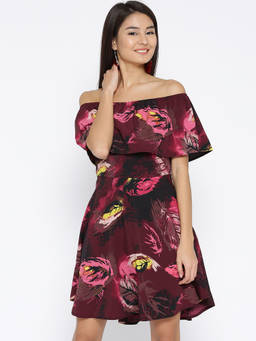 Sera - Red Floral Print Mini Dress