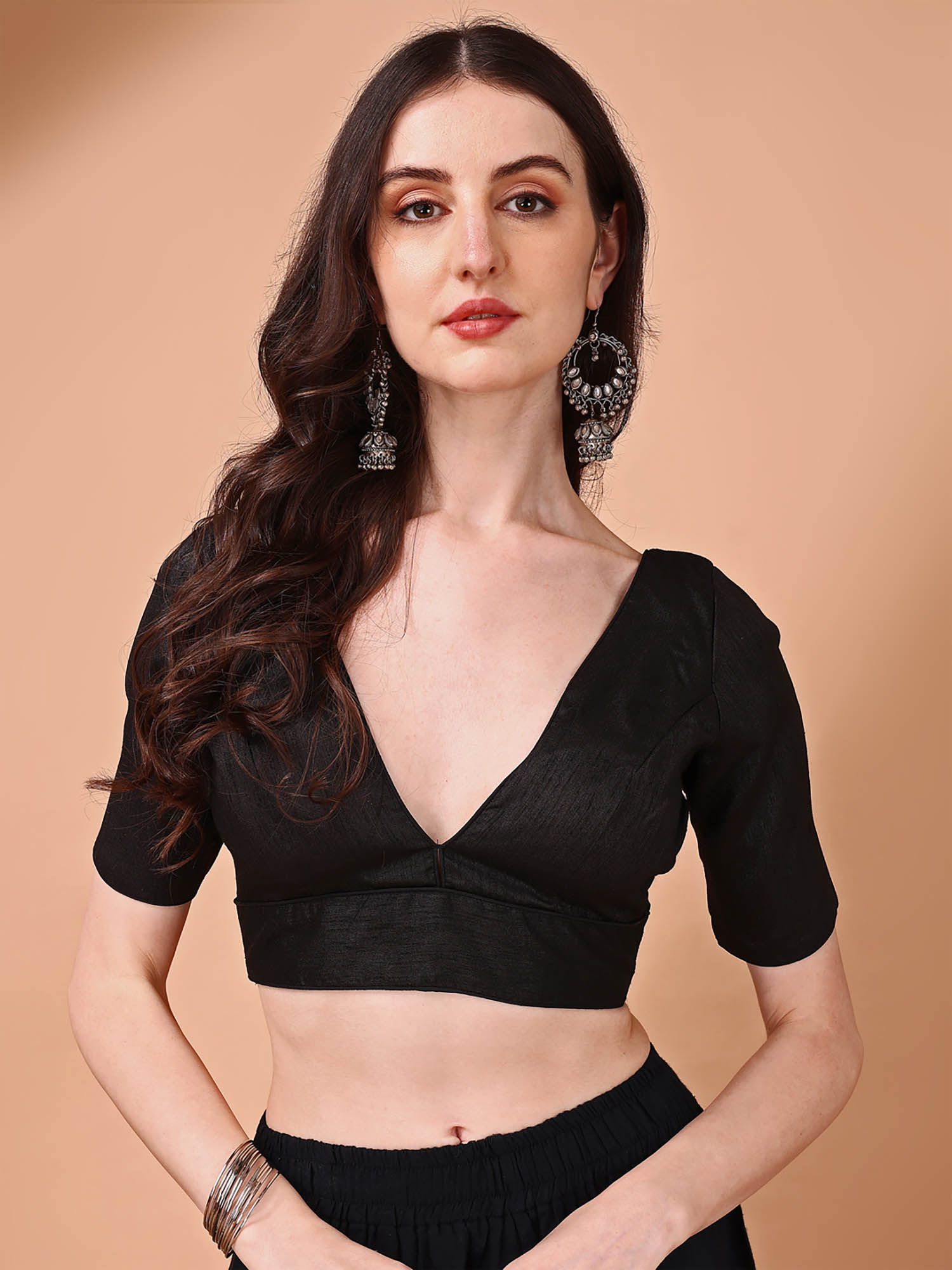 plunge neck blouse