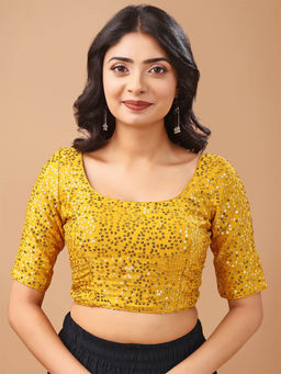 Tikhi Imli - Yellow Embellished Sequined Stitched Blouse