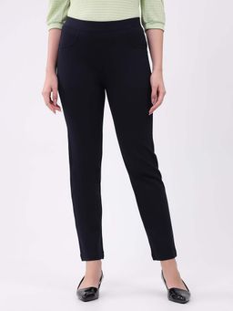 Monte Carlo - Women Navy Blue Regular Solid Elasticated Jeggings