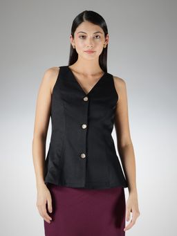 FableStreet - Black Stretchable Regular Fit Sleeveless Top