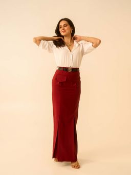 True West - Women Maroon Bodycon Maxi Skirt