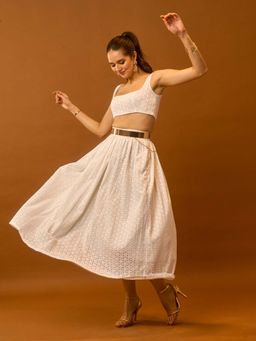 True West - Women White Schfilli Midi Skirt