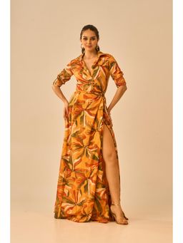 True West - Women Multi-Color Printed Wrap Around Maxi Skirt