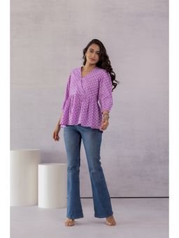 Polago Clothing - Lavender Checks Cotton Top