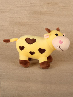 DukieKooky - Plush Yellow Cute Cow with Heart Soft Stuffed Animal Toy For Boys and Girls (2-6 Years)
