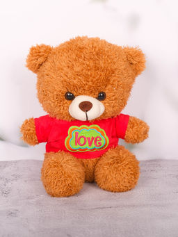 DukieKooky - Brown & Red Cute Teddy Bear Soft Toy (2-6 Years)
