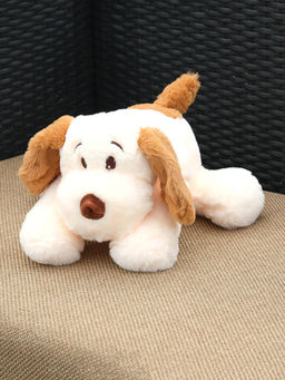 DukieKooky - White and Brown Plush Flying Dog Toy Soft Stuffed Animal For Boys and Girls (2-6 Years)