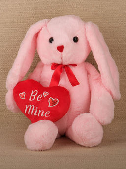 DukieKooky - Baby Pink Hopper Bunny Plush Toy with Be Mine Heart (2-6 Years)