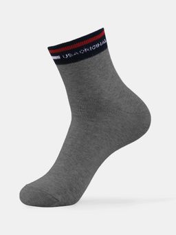 Jockey - 7002 Men Compact Cotton Elastane Stretch Ankle Length Socks-Charcoal Melange