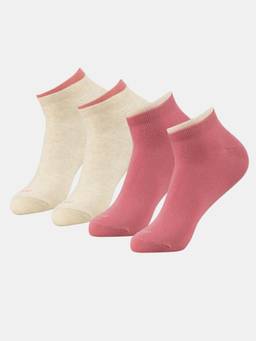 Jockey - 7491 Women Cotton Low Show Socks-Oatmeal Melange & Brandied Apricot (Pack of 2)