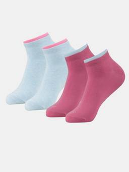 Jockey - 7491 Women Cotton Low Show Socks-Sky Melange & Aurora Pink (Pack of 2)
