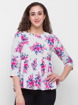 Globus - White Printed Top