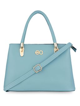 E2O - Classy Solid Blue With Metal Detailing Satchel Handbag For Women's