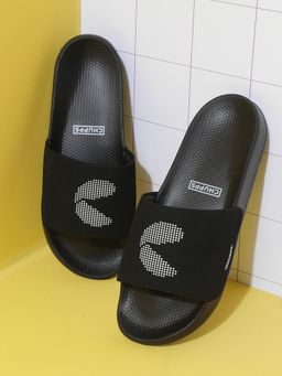 Chupps - Men Dot Fusion Soft Sole Comfort Sliders - Black & Black