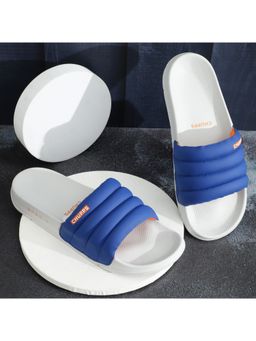 Chupps - Men Classic Quilted Shock Absorption Sliders - Blue & Grey