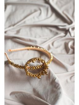 Choko - Monarch Gold Embellished Crown Hairband Handcrafted