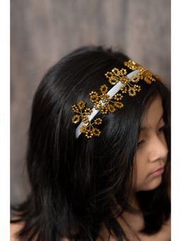 Choko - Beads Accent Golden Silver Hairband Handmade