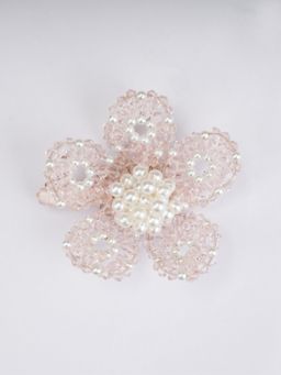 Choko - Floral Fantasy Glass Beads & Pearls Alligator Hair Clip – Pink/Off White, Wedding & Festive