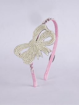 Choko - Pearls Sequins Luxurious Pink and Cream Hairband with Pearl and Sequin Detailing